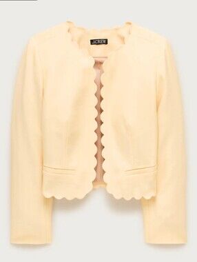 J Crew Louisa lady jacket with scalloped trim in Gramercy linen blend CS843 NWT